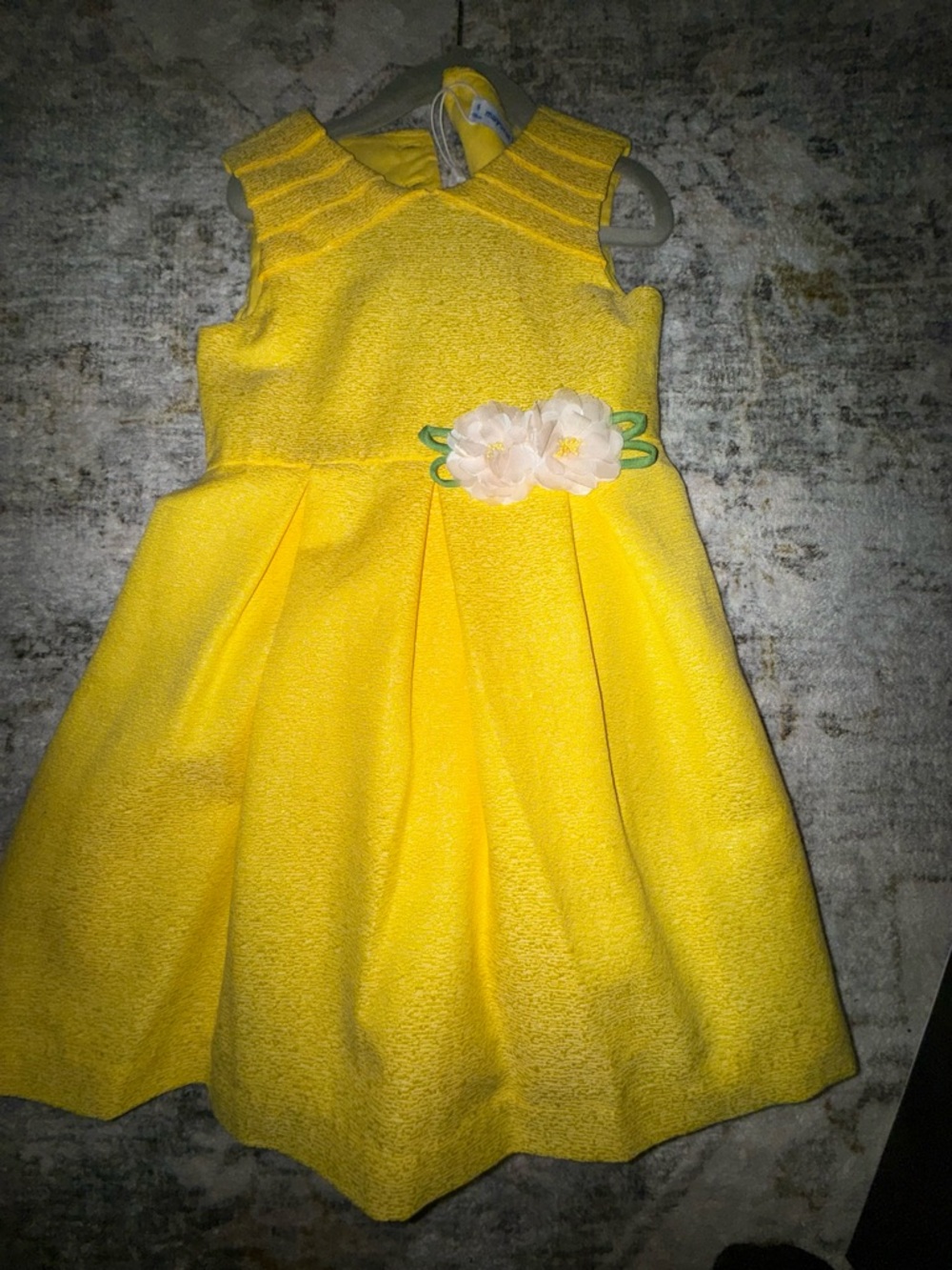 Mayoral Bright Yellow Floral-Belt Party Dress